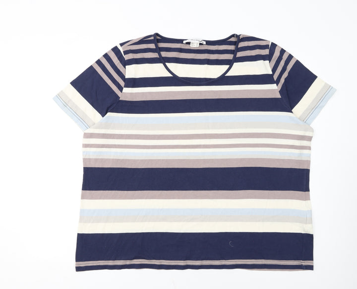 Collection L Women's Multicoloured Stripe T-Shirt Size 28 Cotton Modal