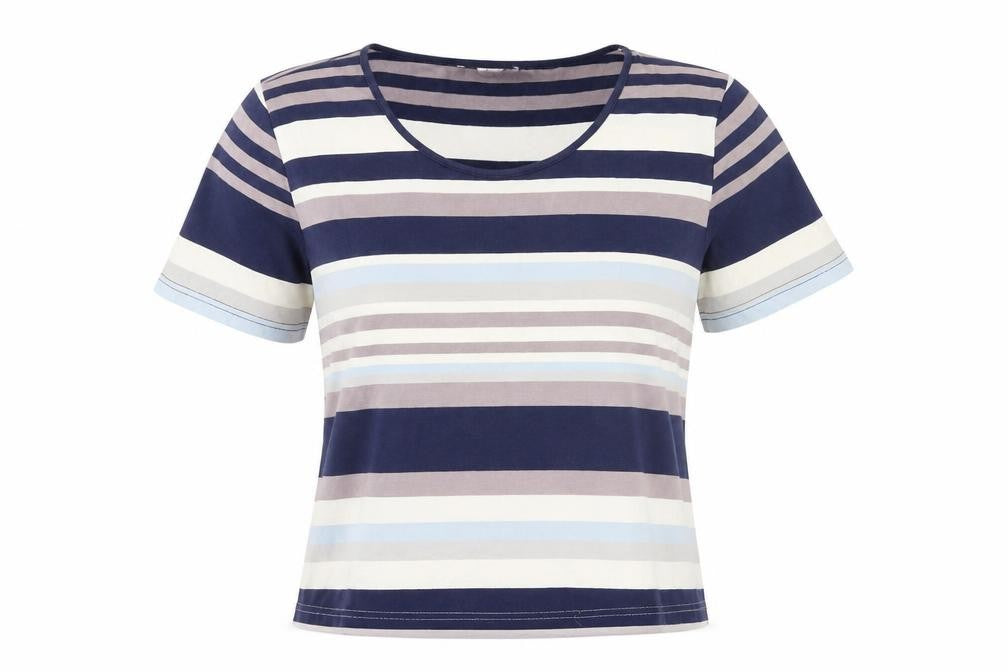 Front view of Collection L Women's Multicoloured Stripe T-Shirt, size 28, Cotton Modal