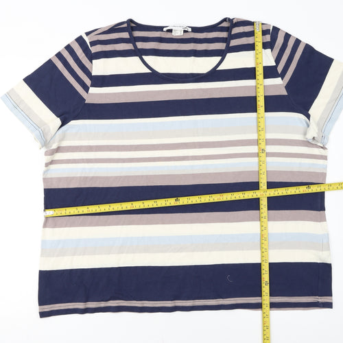 Collection L Women's Multicoloured Stripe T-Shirt Size 28 Cotton Modal