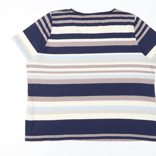 Collection L Women's Multicoloured Stripe T-Shirt Size 28 Cotton Modal