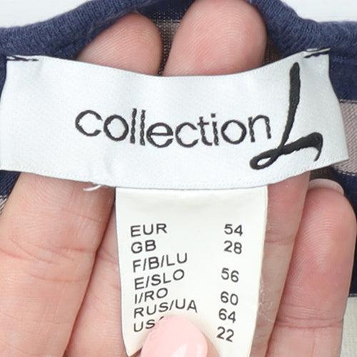 Collection L Women's Multicoloured Stripe T-Shirt Size 28 Cotton Modal