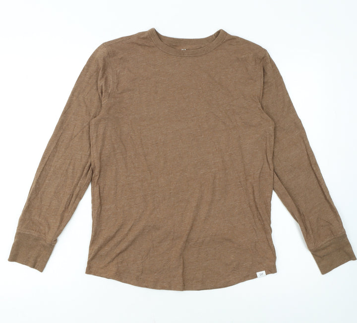 GAP Kids Boys Brown Long Sleeve Crew Neck Basic T-Shirt 14-15 Years