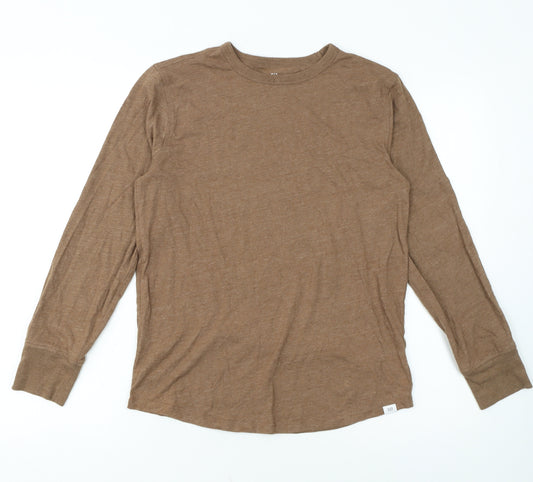 GAP Kids Boys Brown Long Sleeve Crew Neck Basic T-Shirt 14-15 Years