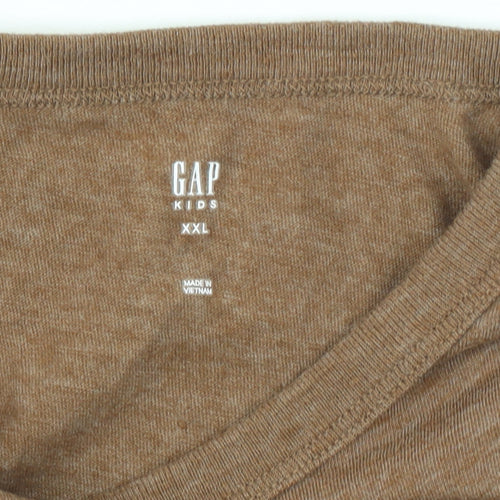 GAP Kids Boys Brown Long Sleeve Crew Neck Basic T-Shirt 14-15 Years