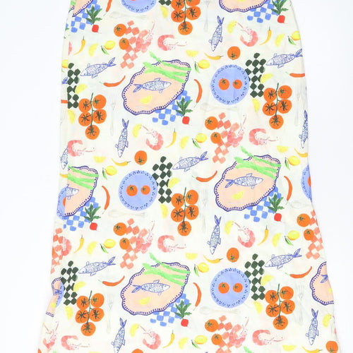 New Look Womens Multicoloured Art Print Midi Skirt UK 16 Viscose