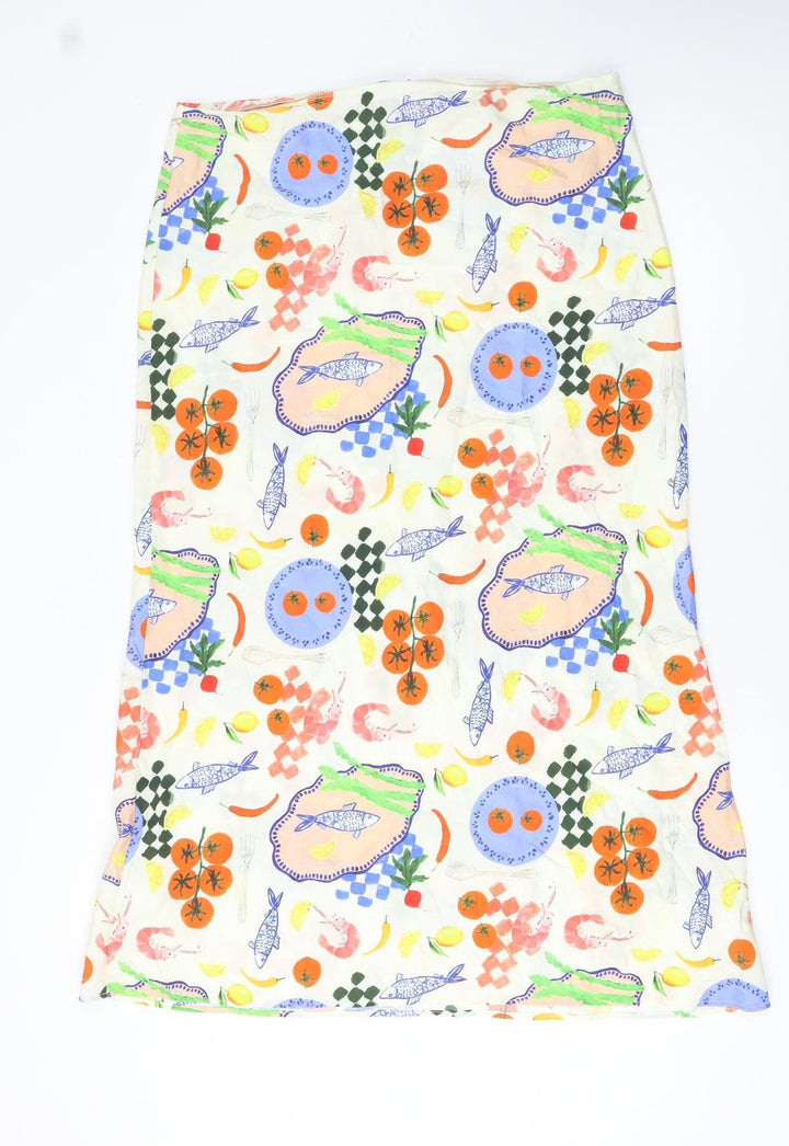 New Look Womens Multicoloured Art Print Midi Skirt UK 16 Viscose