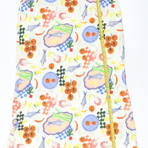New Look Womens Multicoloured Art Print Midi Skirt UK 16 Viscose