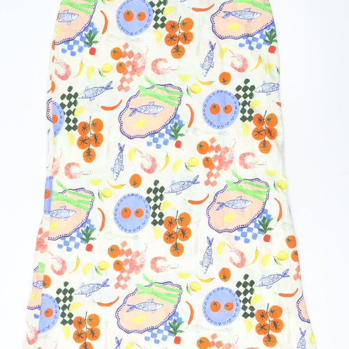New Look Womens Multicoloured Art Print Midi Skirt UK 16 Viscose