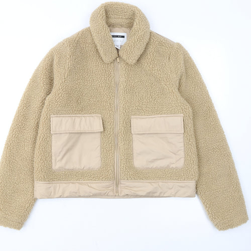 Noisy May Women's Beige Fleece Bomber Jacket XS