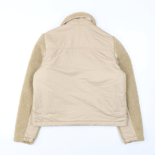 Noisy May Women's Beige Fleece Bomber Jacket XS