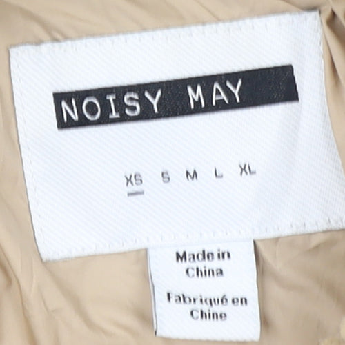 Noisy May Women's Beige Fleece Bomber Jacket XS