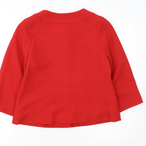 Laura Ashley Women Red Wool Blend Short Blazer Jacket Size 12