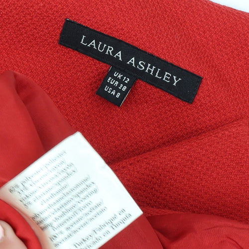 Laura Ashley Women Red Wool Blend Short Blazer Jacket Size 12