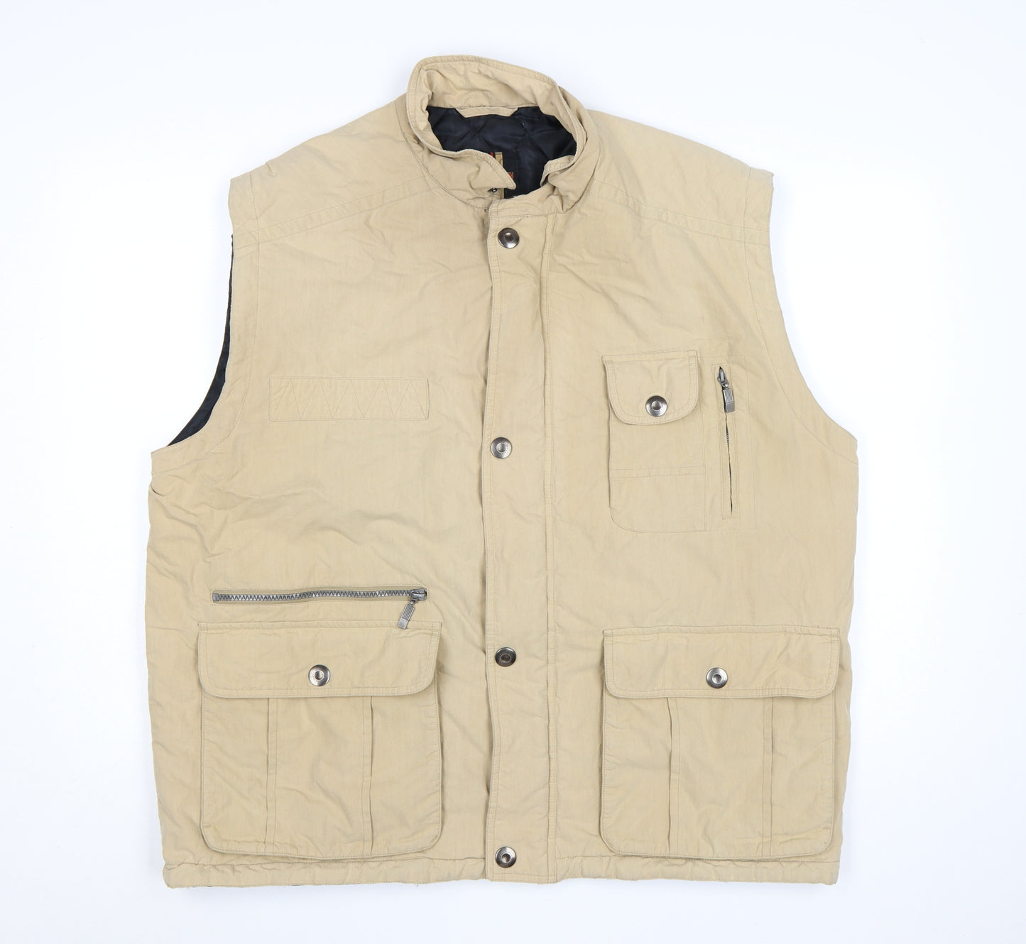 Frank Eden Men’s Beige Cotton Bodywarmer Waistcoat Size 46 Mid-Length