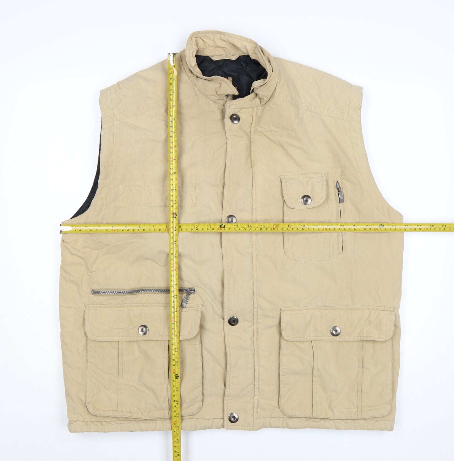 Frank Eden Men’s Beige Cotton Bodywarmer Waistcoat Size 46 Mid-Length