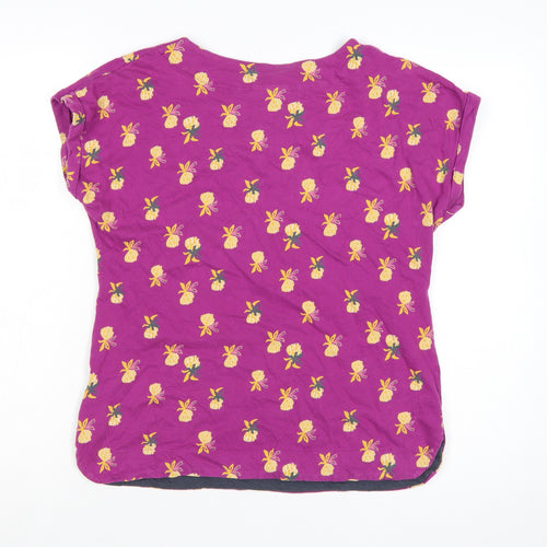 Weird Fish Womens Purple Floral Cotton T-Shirt Size 12