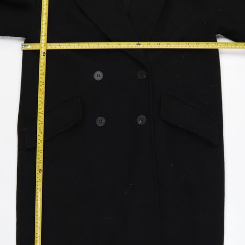 Zara Women's Black XS Double-Breasted Long Overcoat