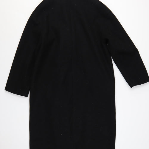 Zara Women's Black XS Double-Breasted Long Overcoat