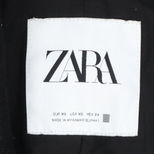 Zara Women's Black XS Double-Breasted Long Overcoat