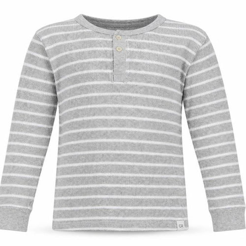 Country Road Boys Grey Striped Long Sleeve Henley T-Shirt Size 8 Years