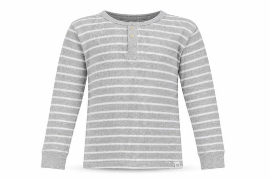 Country Road Boys Grey Striped Long Sleeve Henley T-Shirt Size 8 Years