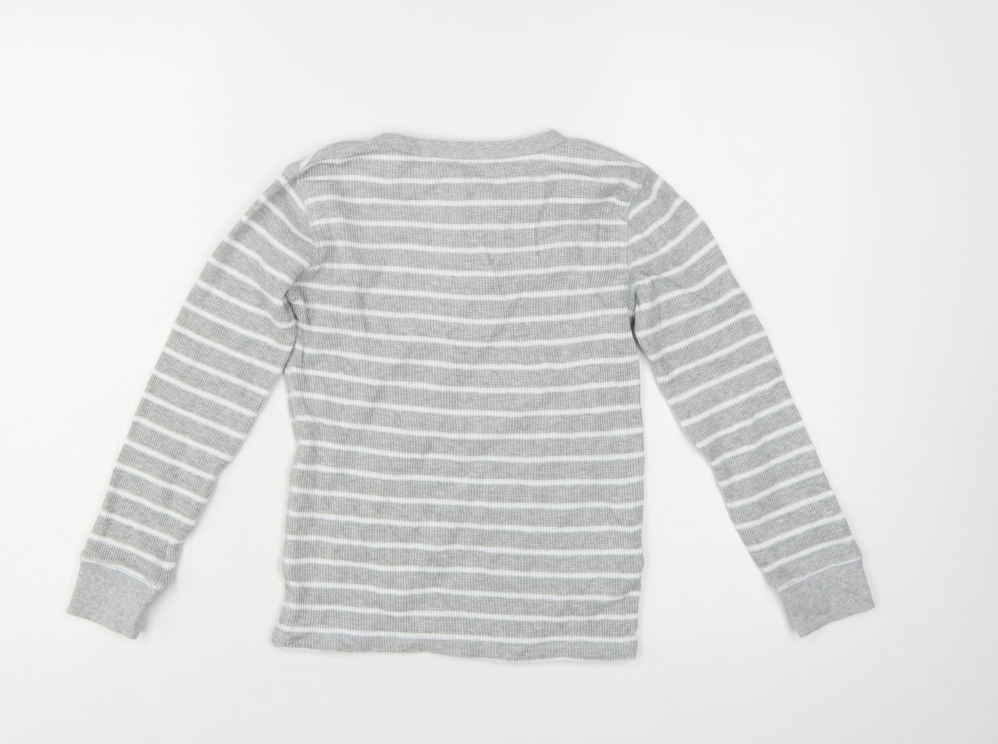 Country Road Boys Grey Striped Long Sleeve Henley T-Shirt Size 8 Years
