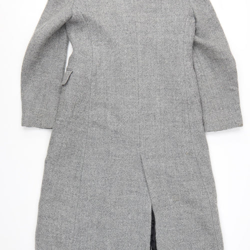 Zara Women Grey Wool Blend Long Overcoat Size 12 Classic Style