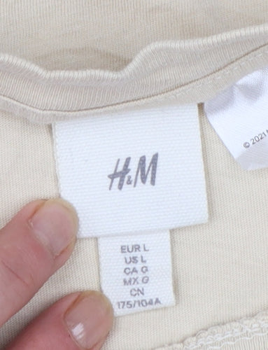 H&M Women's Beige Nirvana Graphic Short Sleeve Cotton T-Shirt L