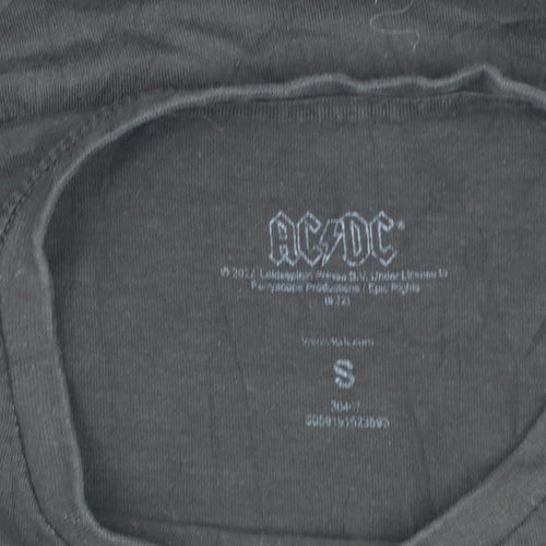 AC/DC Women's Black Leopard Print Logo Band T-Shirt Size S