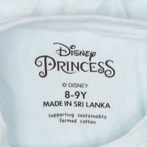 Disney Princess Girls Blue Flounder T-Shirt 8-9 Years Short Sleeve Cotton