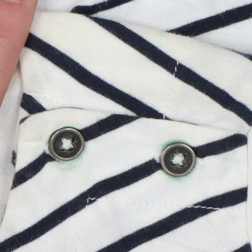 White Stuff Women's White Striped Shift Dress Size 14 Cotton