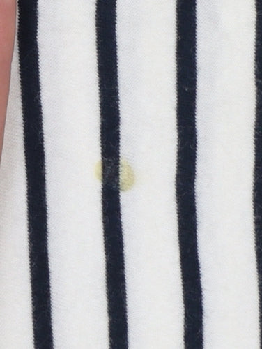 White Stuff Women's White Striped Shift Dress Size 14 Cotton