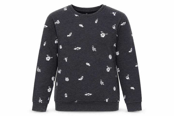 Pull&Bear Women's Black Cartoon Print Pullover Sweatshirt Size S