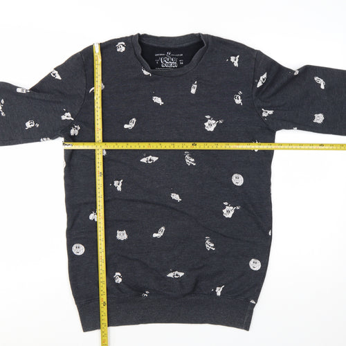 Pull & Bear Women's Black Cartoon Print Pullover Sweatshirt Size S
