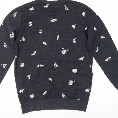Pull & Bear Women's Black Cartoon Print Pullover Sweatshirt Size S