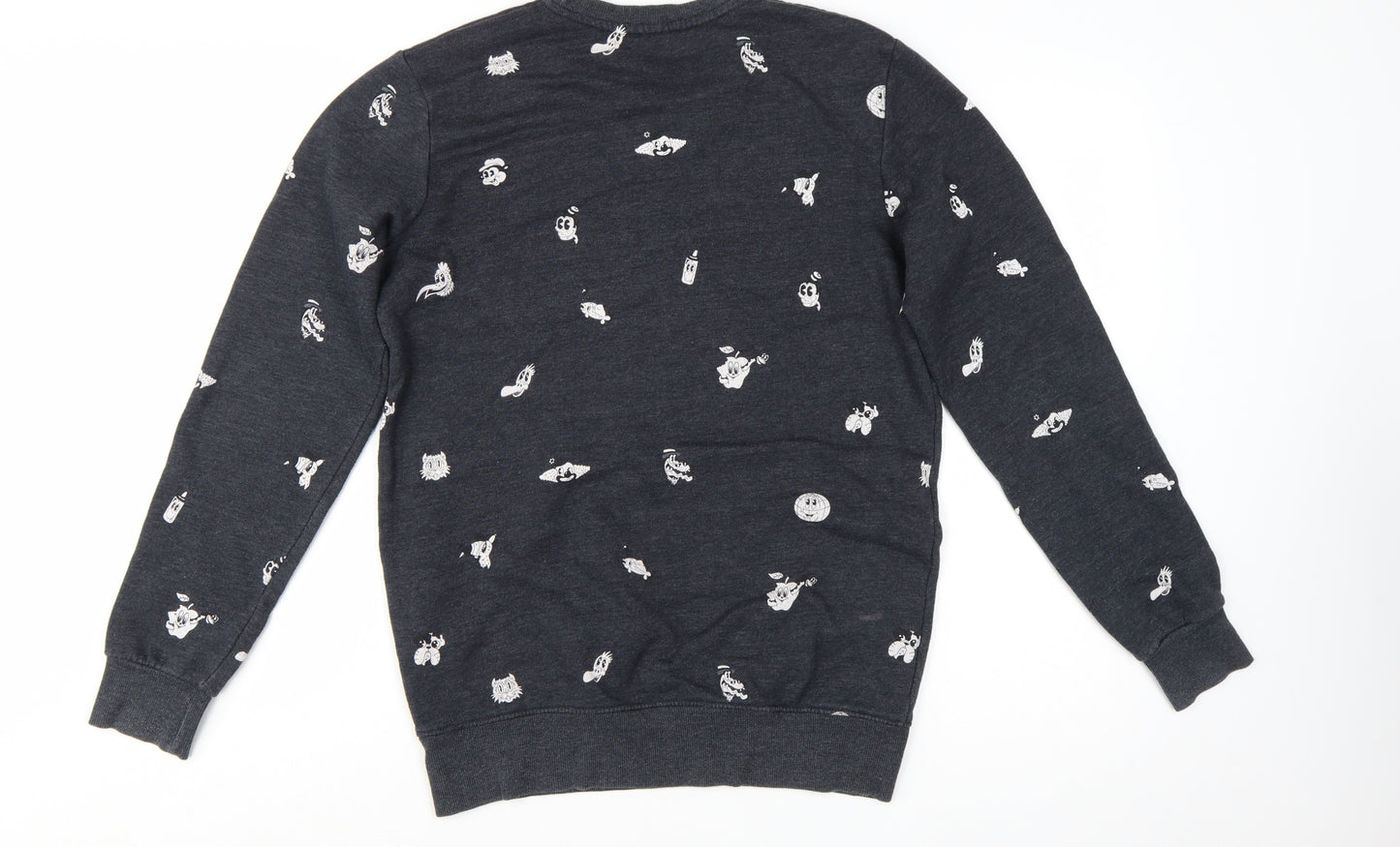 Pull & Bear Women's Black Cartoon Print Pullover Sweatshirt Size S