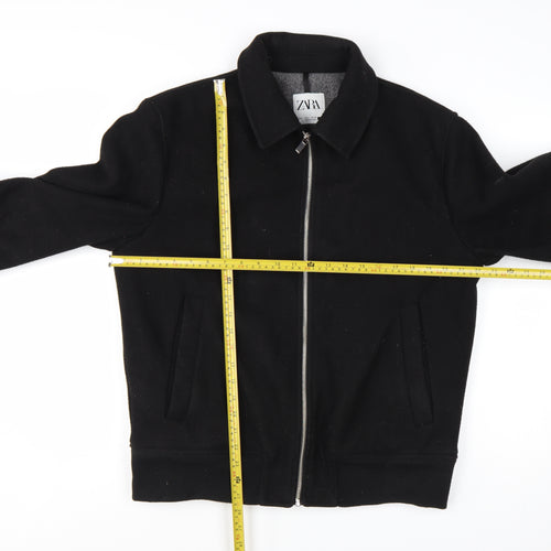 Zara Women Black L Polyester Bomber Jacket with Zip Pockets
