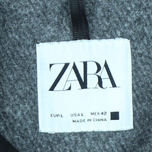 Zara Women Black L Polyester Bomber Jacket with Zip Pockets
