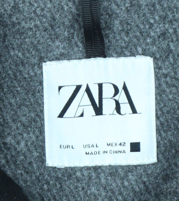 Zara Women Black L Polyester Bomber Jacket with Zip Pockets