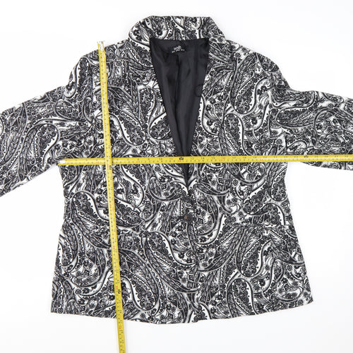 Wallis Women Black & White Paisley Blazer Jacket UK 18 Regular Fit