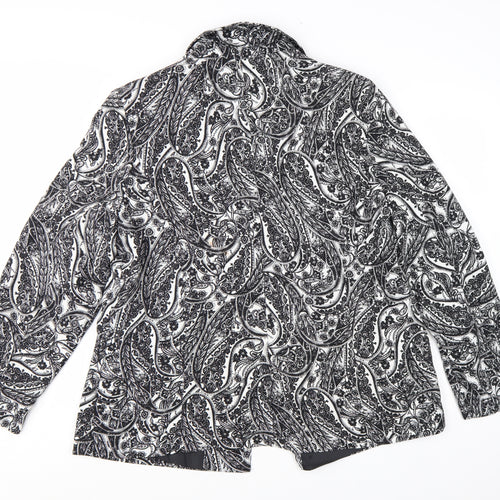 Wallis Women Black & White Paisley Blazer Jacket UK 18 Regular Fit