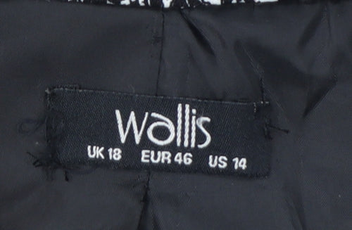 Wallis Women Black & White Paisley Blazer Jacket UK 18 Regular Fit