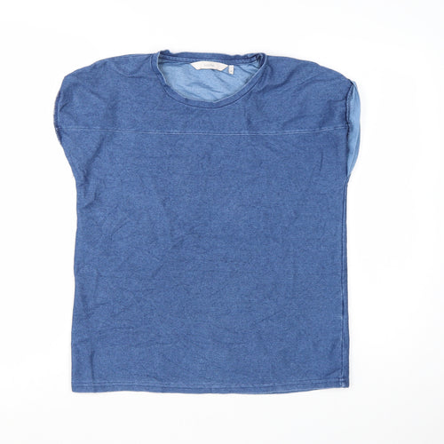 Nümph Women's Blue Basic Sleeveless Jersey T-Shirt Size M