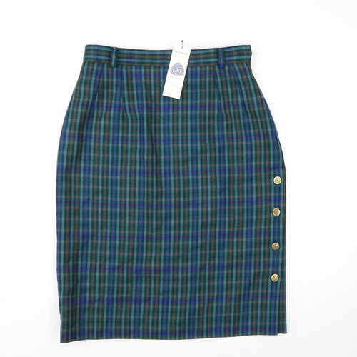 Country Casuals Women’s Multicoloured Wool Check Pencil Skirt Size 14
