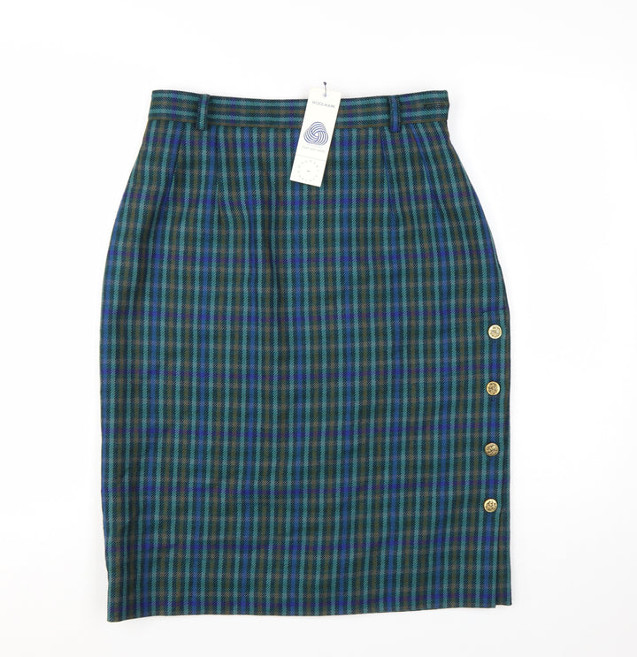 Country Casuals Women’s Multicoloured Wool Check Pencil Skirt Size 14