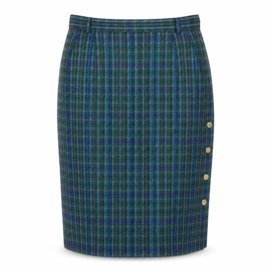 Front view of Country Casuals Women’s Multicoloured Wool Check Pencil Skirt, size UK 14