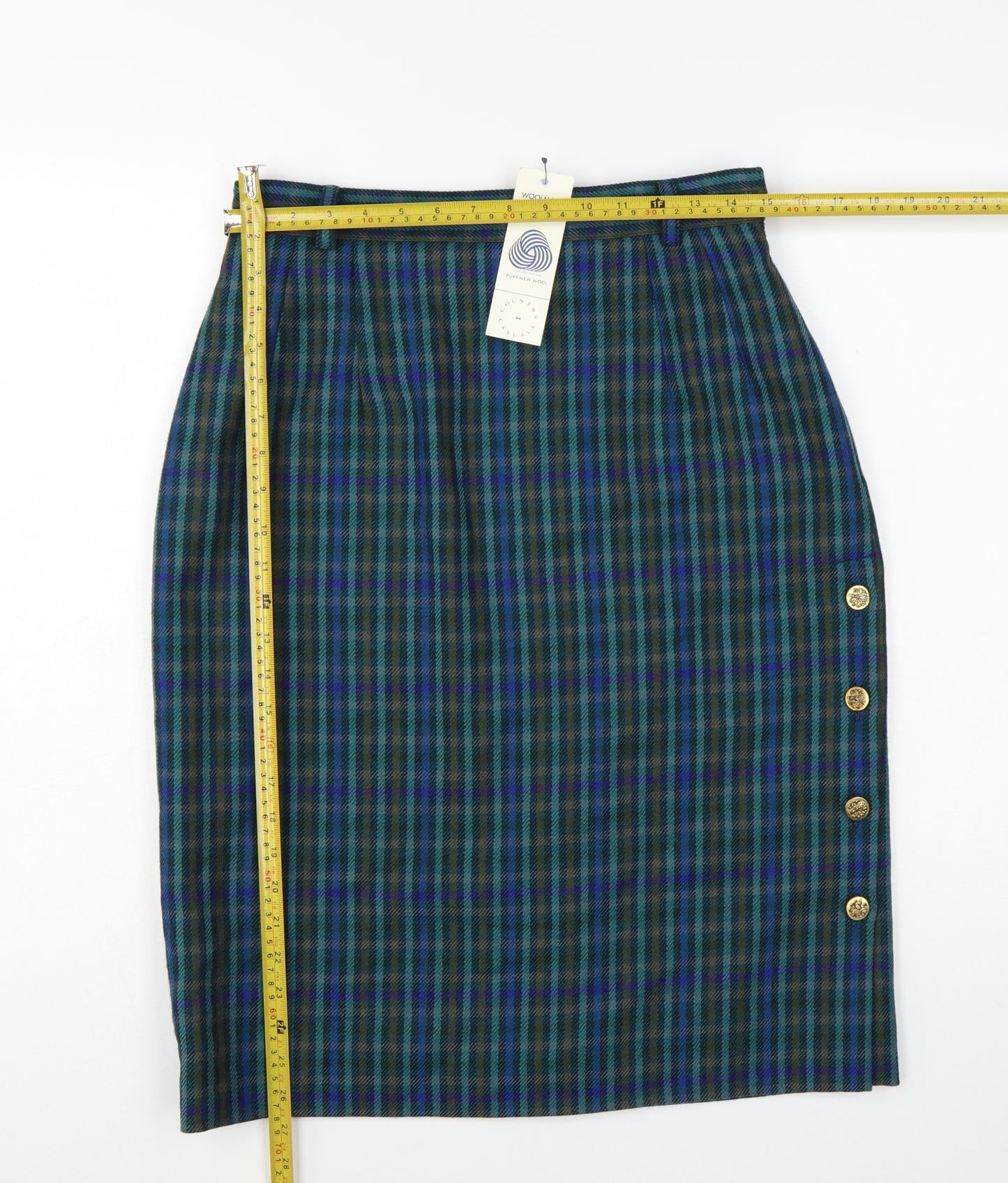 Country Casuals Women’s Multicoloured Wool Check Pencil Skirt Size 14