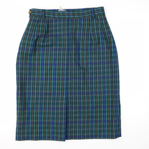 Country Casuals Women’s Multicoloured Wool Check Pencil Skirt Size 14