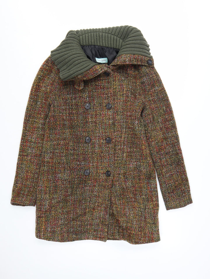 Almost Famous London Women’s Multicoloured Wool Blend Pea Coat Size 10