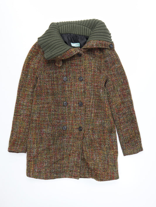 Almost Famous London Women’s Multicoloured Wool Blend Pea Coat Size 10